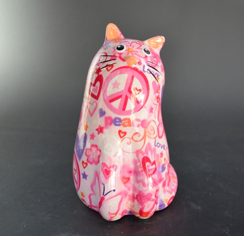 Pomme Pidou R - Spaarpot Cat Clio, Love and Peace MistyPink