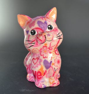 Pomme Pidou R - Spaarpot Cat Tilly, Love and Peace MistyPink