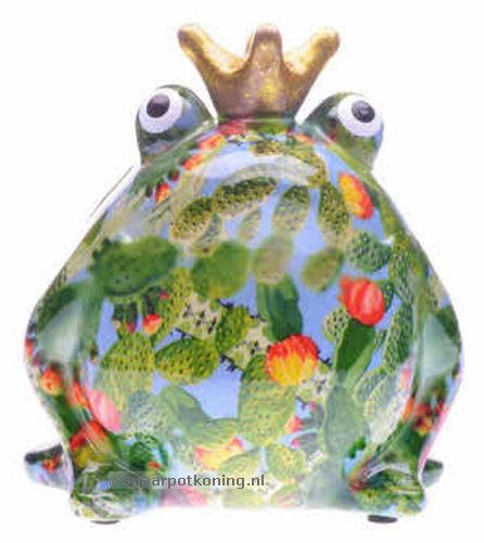 Pomme Pidou - Spaarpot King Frog Freddy, blauw met cactussen