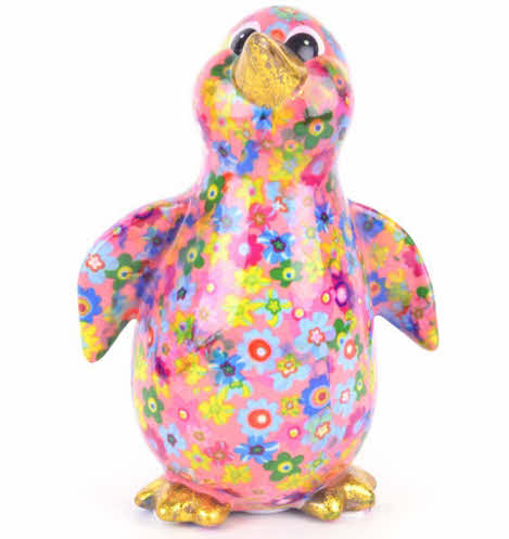 Pomme Pidou - Spaarpot Pinguin Paco, Funky Flowers FlamingoPink 