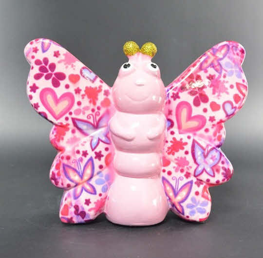 Pomme Pidou - Spaarpot Butterfly Bibi, Love and Peace MistyPink