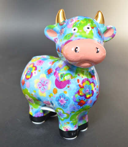 Pomme Pidou XS - Cow Maggie, Happy Flowers SkyBlue
