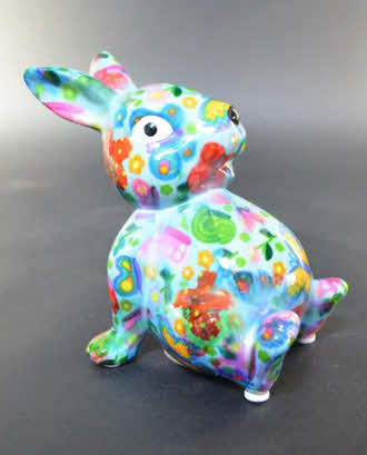 Pomme Pidou XS - Spaarpot Rabbit Billy, BrilliantBlue Sweet Butterflies