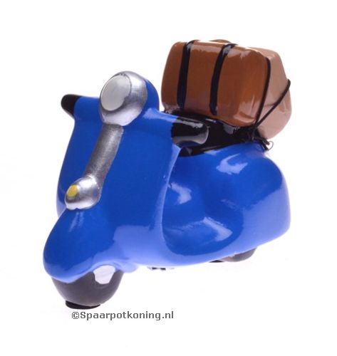 Spaarpot Blauwe Scooter met bagage