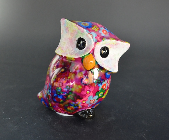 Pomme Pidou XS - Spaarpot Owl Otti, Funky Flowers Pixie Purple