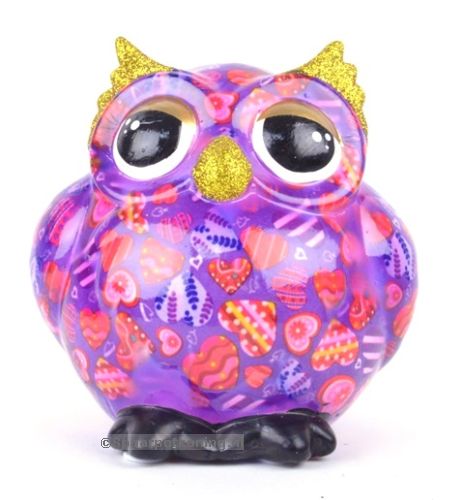 Pomme Pidou - Spaarpot Owl Olive, ShockingPurple Hearts in Love