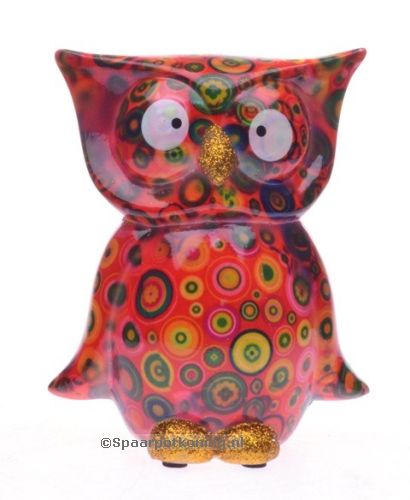 Pomme Pidou - Spaarpot Owl Bo, CrimsonRed Lucky Circles