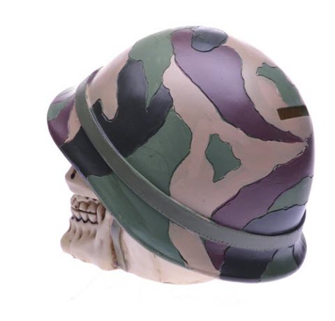 Spaarpot Schedel met Militaire Helm