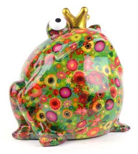 Extra Large - Pomme Pidou - Spaarpot King Frog Freddy, Flowers in the Sun