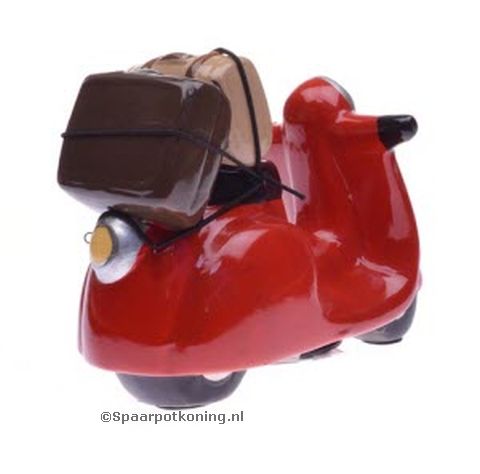 Spaarpot Rode Scooter met bagage