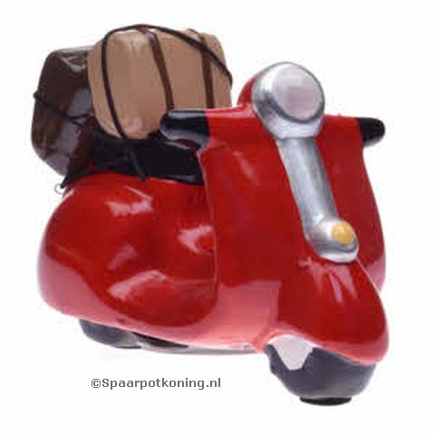 Spaarpot Rode Scooter met bagage