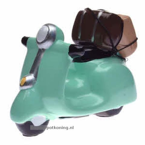 Spaarpot Mintkleurige Scooter met bagage