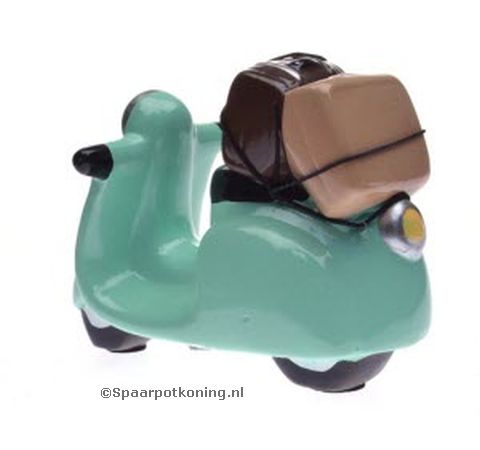 Spaarpot Mintkleurige Scooter met bagage