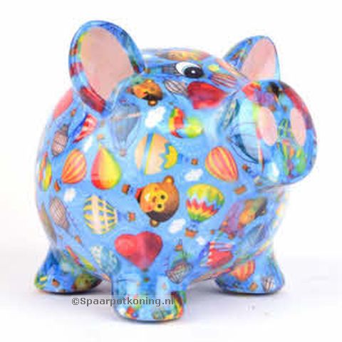 Pomme Pidou - Spaarpot Pig Rosie, Air Balloons True Blue