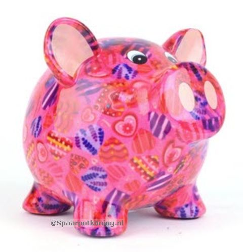 Pomme Pidou - Spaarpot Pig Rosie, MagicalPink Hearts in Love