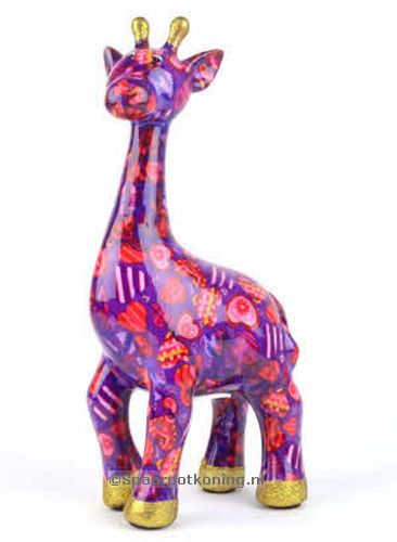 Pomme Pidou - Spaarpot Giraffe Celeste, Shockingpurple Hearts in Love