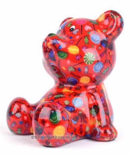Pomme Pidou - Spaarpot Bear Cyril, Lollypops BrightRed