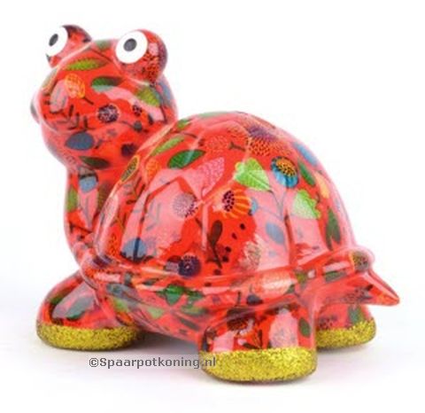 Pomme Pidou - Spaarpot Turtle Zeppy, VelvetRed Strawberry Fields