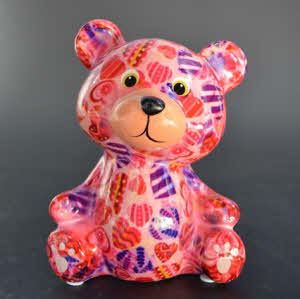 Pomme Pidou R - Spaarpot Teddy Bear Toto, MagicalPink Hearts in Love