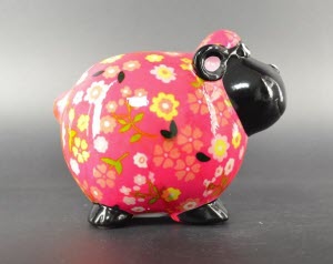 Pomme Pidou - Spaarpot Sheep Giselle, Flowers in Bloom CandyPink
