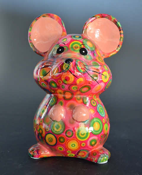 Pomme Pidou - Spaarpot Mouse Martha, CrimsonRed Lucky Circles