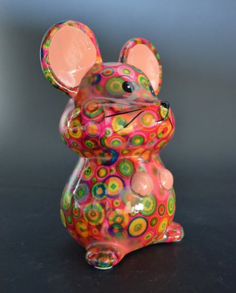 Pomme Pidou - Spaarpot Mouse Martha, CrimsonRed Lucky Circles