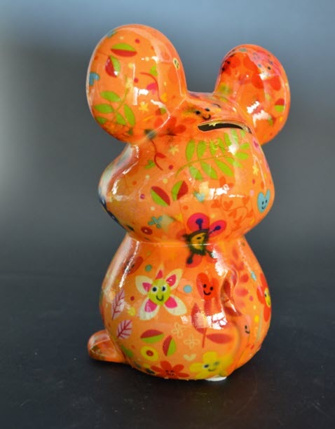 Pomme Pidou - Spaarpot Mouse Martha, Happy Flowers OrangeSoda