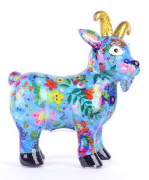 Pomme Pidou - Spaarpot Goat Gabriel, Happy Flowers SkyBlue
