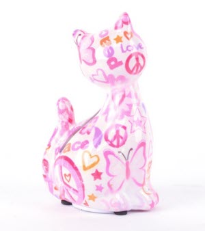 Pomme Pidou XS - Spaarpot Cat Caramel, Love and Peace MistyPink