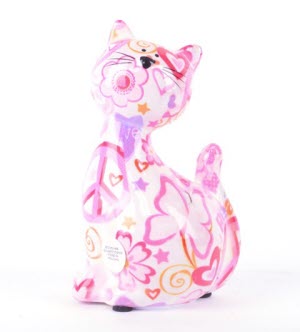 Pomme Pidou XS - Spaarpot Cat Caramel, Love and Peace MistyPink