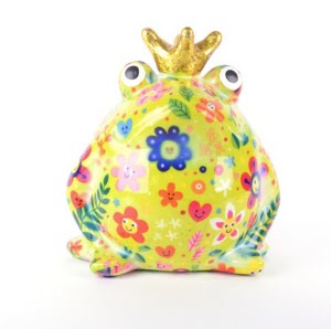 Pomme Pidou - Spaarpot King Frog Freddy, Happy Flowers FrogGreen