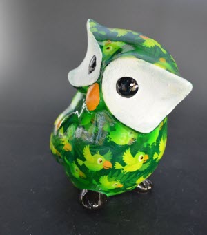 Pomme Pidou - Spaarpot Owl Otti, Polly the Parrot VelvetGreen