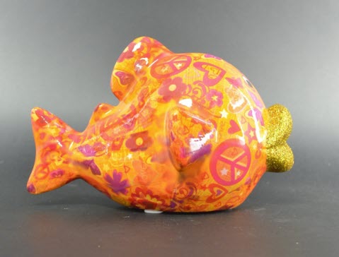 Pomme Pidou - Spaarpot Fish Kelly, Love and Peace OrangeTwist