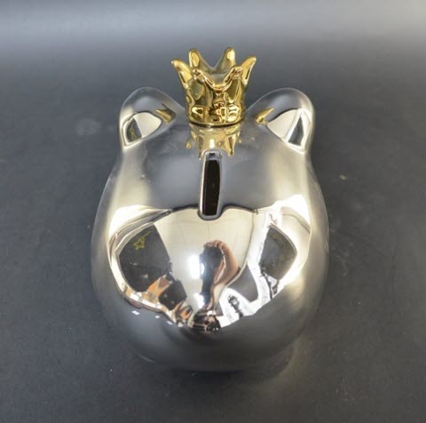 Spaarpot Zilveren Spaarvarken met kroon