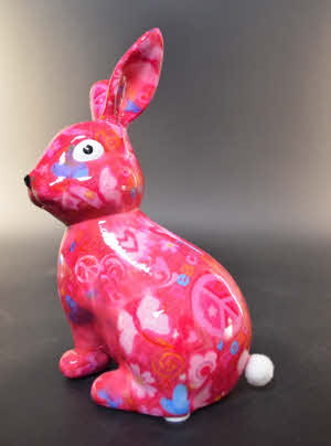 Pomme Pidou - Spaarpot Rabbit Helena, Love and Peace MagentaMix