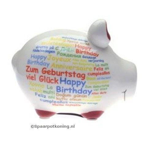 Best of...Spaarvarken Happy Birthday in diverse talen