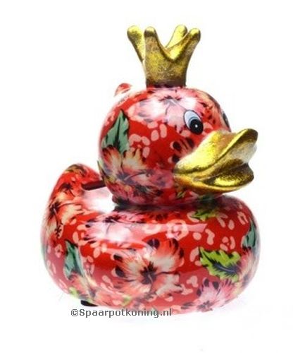 Pomme Pidou - Spaarpot Duck Ducky, Hibiscus Scarlett Kiss