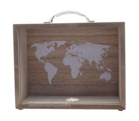 Spaarpot van hout, Travel Suitcase